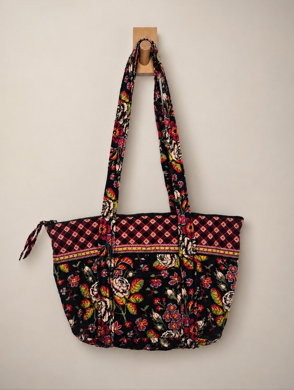 Vintage 90's Vera Bradley Small Quilted Cotton Tote Bag Retired Anastasia Print